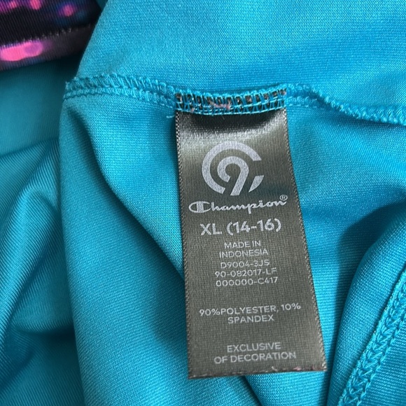 Champion Blue Pink Blurred Workout Top Sleeve size junior XL (14-16) - Picture 7 of 7